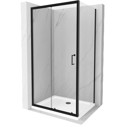 Mexen Apia плъзгаща се душ кабина 140 x 80 см, прозрачна, черна + поддушово (840-140-080-70-00-4010B)