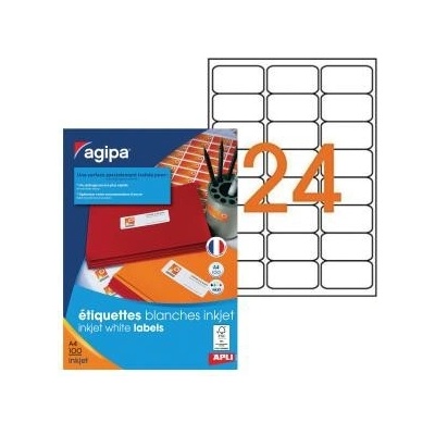 Etikety inkjet 63,5x33,9mm Agipa A4 100 hárkov