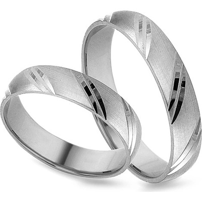 iZlato Forever Svadobné obrúčky z bieleho zlata s matovaním a gravírom 4 mm IZOB465A
