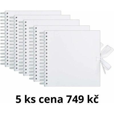 WEST DESIGN PRODUCTS LIMITED West Design Album kroužkové 20,5 × 20,5 cm (200 g/m2, 42 listů) - bílé se stuhou 5 ks