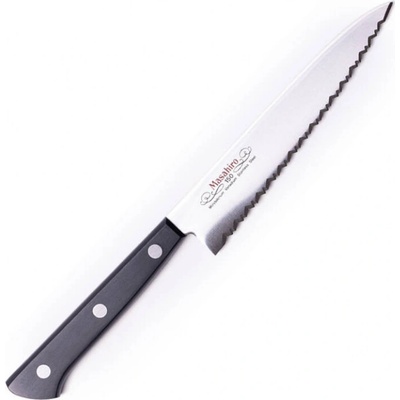 Nôž kuchynský Masahiro BWH Utility 150mm Waved Edge - strieborný-čierny