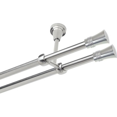 OK-GarnýžeCZ Garnýž kovová dvouřadá 19mm Capri double nerez 300 cm do stropu / na tunýlek - bez kroužků