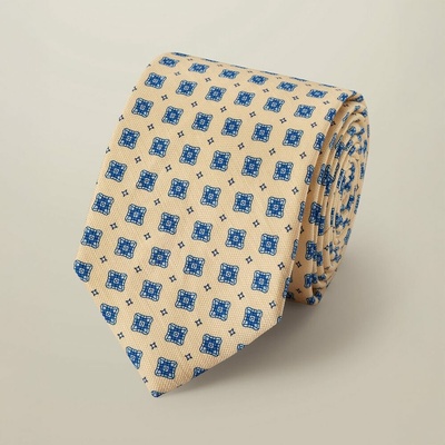 Charles Tyrwhitt Linen/Silk Print Tie Lemon