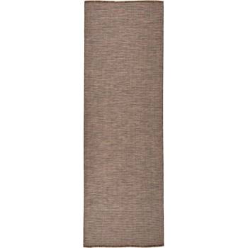 vidaXL Градински плоскотъкан килим, 80x250 см, кафяв (340786)