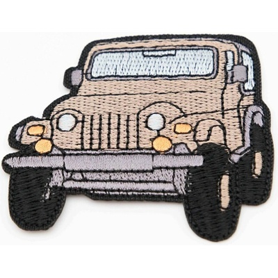 Nažehľovacia záplata - terénne auto - rozmer 6 cm x 4 cm - červená, khaki, oranžová, modrá, čierna béžová_CEZ7508