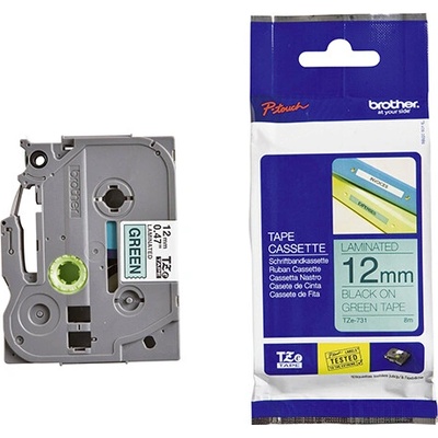 páska BROTHER TZ731 čierne písmo, zelená páska Tape (12mm) (TZE731)