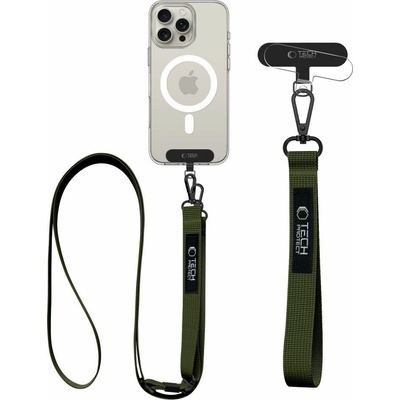 Šňůrka na krk Tech-Protect C6S Crossbody popruh na mobil 2v1 zelený