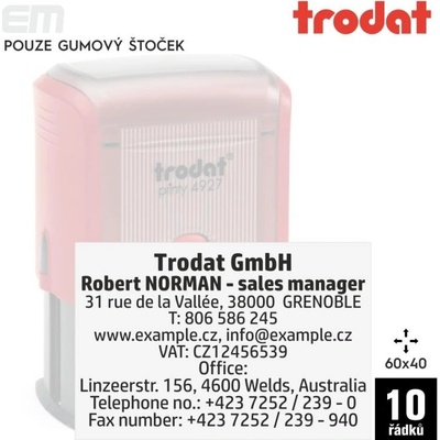 Trodat 4927 [ 60 x 40 mm pouze gumový štoček