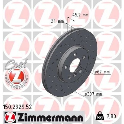 Brzdový kotúč ZIMMERMANN 150.2929.52 (150292952)