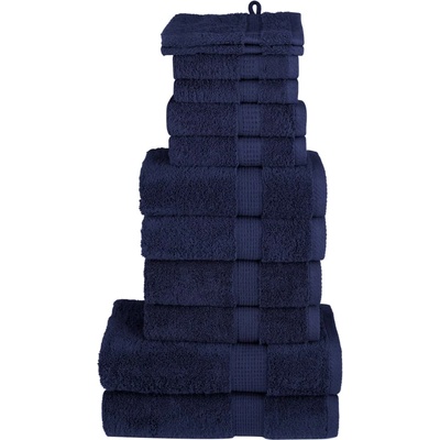 vidaXL Премиум комплект хавлии от 12 части SOLUND нейви син 600 gsm (137575)