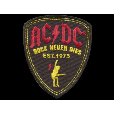 Nášivka AC/DC rock never dies vyšívaná zažehlovací