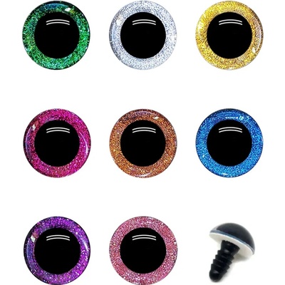 Oči bezpečnostní třpytivé polokulaté - 14mm, světle růžová