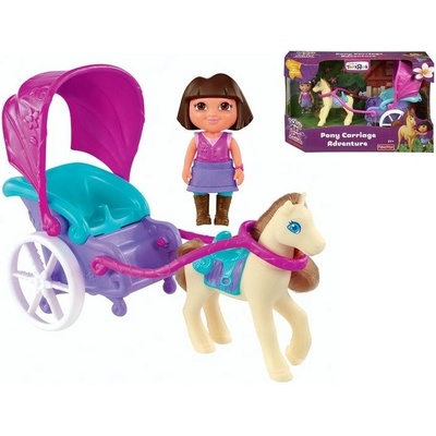 Fisher Price Dora s koňom a kočom 26 cm