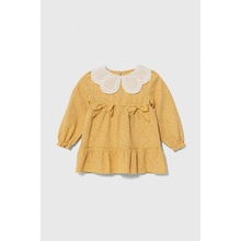 Dievčenské bavlnené šaty Jamiks žltá mini áčkový strih GRETHE