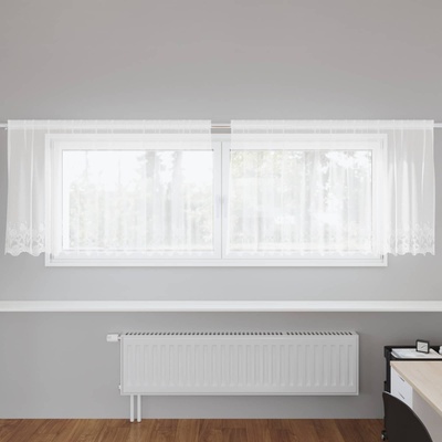 vidaXL Перде от дантела С завеси Флорален Бяло 100 x 300 cm Полиестер (4107892)