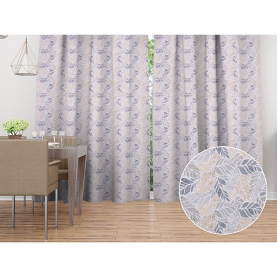 Biante Dekoračný záves PML-057 Mozaika žltosivých listov na sivom 145x140 cm