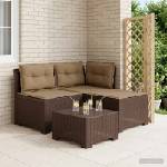 vidaXL Пейка за градина с Cushions във вид на ратан 3-местен ПП Кафяво (8011910)