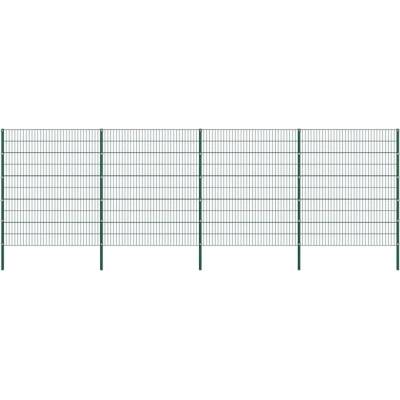 OMAXI Plotový panel se sloupky železný 694,5 x 200 cm zelený 737447