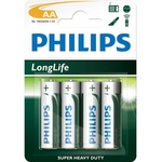 Philips Батерии цинкови Philips Long Life AA, 1.5V, 4 бр (R6L4B)