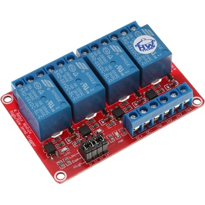 HWKITCHEN 4 x relé modul s optočlenem 5VDC / 250VAC / 10A nastavitelná úroveň napětí HW417