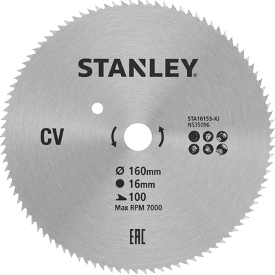 Stanley 10155 Pilový kotouč pro příčné řezy 160 x 16 mm, 100 zubů
