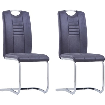 Image 1 of vidaXL Конзолни трапезни столове, 2 бр, сиви, изкуствен велур (281785)