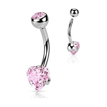 Šperky4U ocelový piercing do pupíku srdce BS0009-P