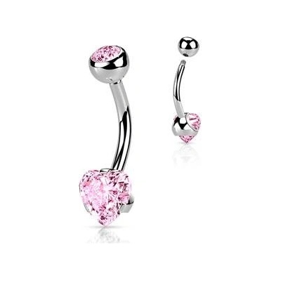 Šperky4U ocelový piercing do pupíku srdce BS0009-P
