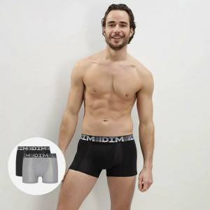 DIM COTTON 3D FLEX AIR BOXER 2x - Мъжки боксерки 2 броя - сив - черен DIM | Cheren | МЪЖЕ | XXL