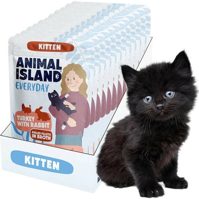 ANIMAL ISLAND Everyday Kitten Turkey with rabbit in broth 12x85 g