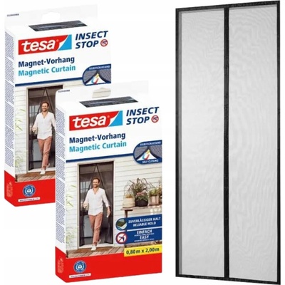 TESA Sieťka magnetická na dvere sieťka s magnetmi čierna 0,9x2,1m x2