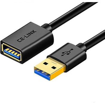 CE-Link Кабел CE-Link USB 3.0 Extension Cable, от USB A(м) към USB A(ж), 0.5m, 240W, черен (2485)