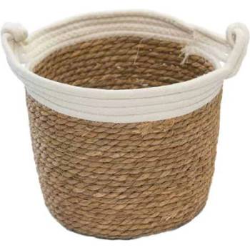 Image 1 of ПАНЕР С ДРЪЖКИ 10613 28x21x21см БЕЖ. И БЯЛО--- (10613)