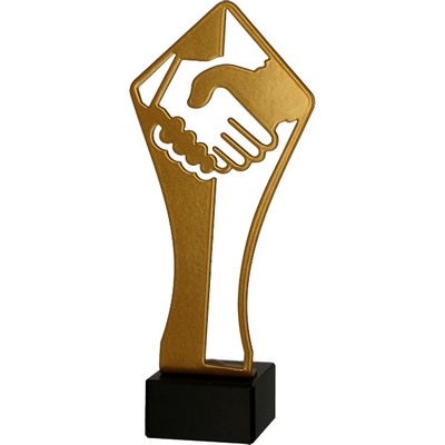 Zlatá kovová trofej Podání rukou
