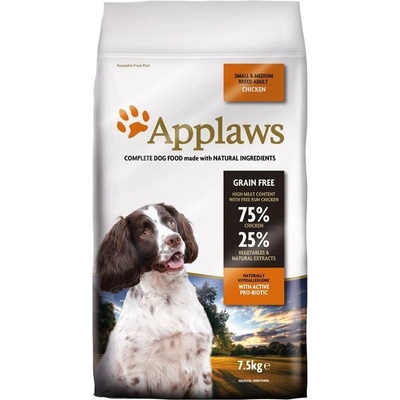 Applaws Adult Small & Medium Chicken суха храна за кучета от малките и средни породи, 75% пиле 7.5kg