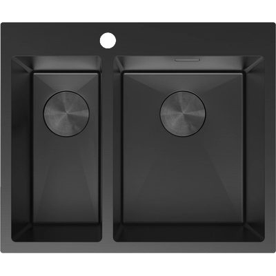 Mexen Flexo мивка от стомана с 1, 5 камери 610 x 510 mm, черна - 6446611500-70 (6446611500-70)