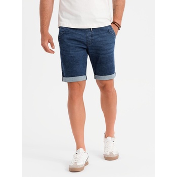 Ombre Clothing Мъжки дънкови шорти с подгъната кройка - тъмно сини Ombre Clothing | Sin | МЪЖЕ | S