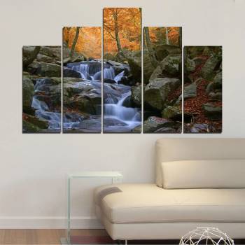 Vivid Home Картини пана Vivid Home от 5 части, Водопад, Канава, 160x100 см, 5-та Форма №0018