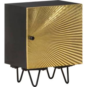 vidaXL Нощно шкафче с месингова предна част 40x30x50 см манго масив (322680)