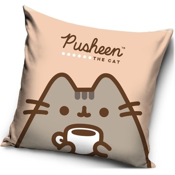 Carbotex Vankúš Mačička Pusheen motív Čas na kávu 40x40