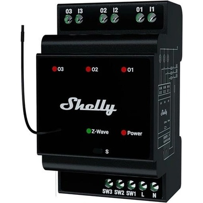 Relé na DIN lištu SHELLY PRO 3 Z-Wave - SHELLY-WAVE-PRO-3-2025-1903