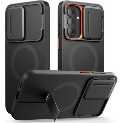Tech-Protect Magsafe Калъф с Капак за Камера и Стойка за Samsung A57, Tech-Protect Kevlar Aura Case, Черен (5906302340163)