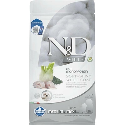 N&D White Puppy Medium & Maxi Sea Bass Spirulina & Fennel 2 kg
