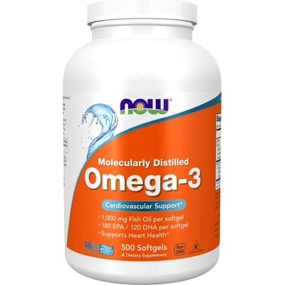 NOW Omega-3 Molecularly Distilled, 500 капсули, Now