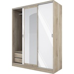 Bogdan Furniture I Гардероб с плъзгащи врати и огледало Mod 1006, Сонома арвен/Бял гланц