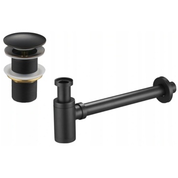 Mexen половин сифон за мивка, кръгъл, с клик-клак капачка, без преливник, черен античен - 7991050-79 (7991050-79)