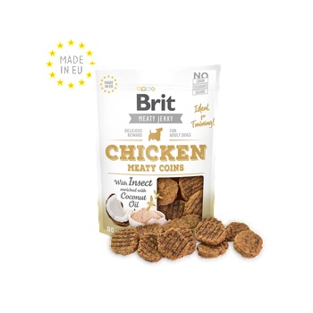 Brit Meat Jerky Snack Meaty coins with Insect-85% истинско пиле и насекоми