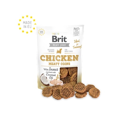 Brit Meat Jerky Snack Meaty coins with Insect-85% истинско пиле и насекоми