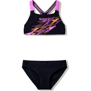 Speedo Детски комплект бикини Speedo Kid's Medley Logo 2 Piece Bikini - Anthracite / Neon Jelly - размер 164 (EU) (750-2432-0315)