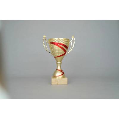 Zlatočervený sportovní pohár s uchy 20 32 cm 20 cm